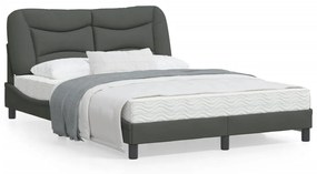 vidaXL Estrutura de cama sem colchão 140x200 cm tecido cinzento-escuro