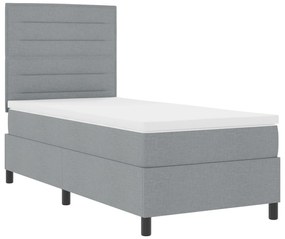 Cama Box Spring com Colchão Cinza Claro 80x200 cm Tecido