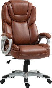 Cadeira de escritório com função de balanço e rodas giratórias a 360°, 66 x 75,5 x 115,5-124,5 cm, castanha