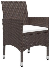 5 pcs conjunto de jantar p/ jardim c/ almofadões castanho