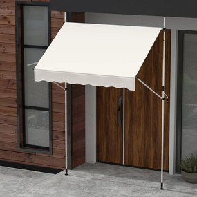 Toldo retrátil manual 2 m x 180 cm Sombra exterior ajustável sem perfuração com manivela para pátio, varanda, jardim Branco
