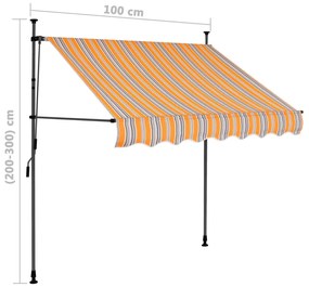 Toldo retrátil manual com LED 100 cm amarelo e azul