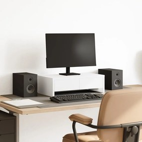 vidaXL Suporte para monitor com gavetas derivados de madeira branco
