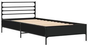 Estrutura de cama 90x200 cm derivados de madeira/metal preto