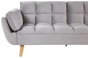 Sofá-cama em veludo cinzento claro ASBY Beliani