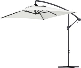 Guarda-sol retangular 294 x 193 x 250 cm de exterior com haste lateral, manivela e 6 varas de aço, proteção UV, creme