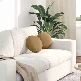 vidaXL Almofadas de Assento 2 pcs Castanho Ø 40 x 13 cm Veludo