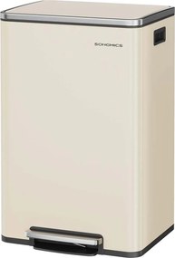 Caixote do lixo 50 L com tampa e pegas 41,6 x 37,2 x 64,7 cm cor creme