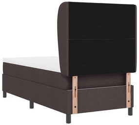 Cama Box com cabeceira Castanho escuro 100 x 200 cm Tecido