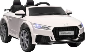 Carro Elétrico Audi TT para Crianças acima de 3-5 anos com Controlo Remoto Música e Luzes Bateria 12V 102x60x44 cm Branco