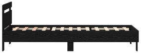 Cama vidaXL com Luzes LED Carvalho Preto 90x200 cm Madeira Reforçada