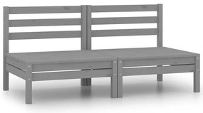 Sofás de centro para jardim 2 pcs madeira pinho maciça cinzento