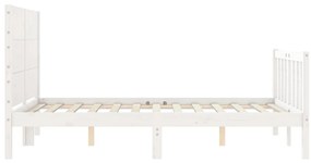 Cama sem colchão 140x200 cm madeira de pinho maciça branco