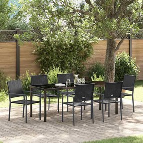 vidaXL Conjunto de Jantar de Jardim de 7 Peças Preto em Rattan Sintético