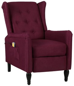 vidaXL Poltrona de massagens reclinável tecido roxo