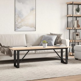 Mesa de centro estrutura em O 160x40x45cm pinho e aço