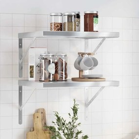 vidaXL Prateleiras de parede 2 pcs 50x40 cm aço inoxidável prateado