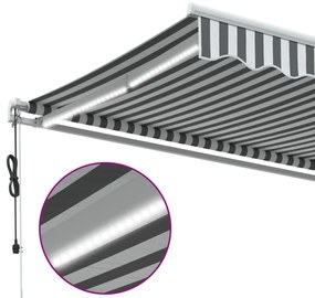 Toldo retrátil automático com LED 450x350 cm antracite/branco