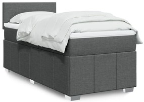 Cama com molas/colchão 90x190 cm tecido cinza-escuro