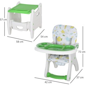 Cadeira para bebês acima de 6 meses 3 posições ajustáveis Acolchoado Verde