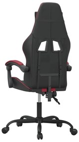 Cadeira gaming giratória couro artificial preto/vermelho tinto