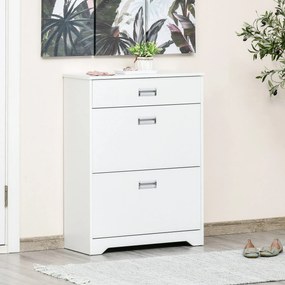 Sapateira com 2 gavetas rebatíveis, prateleira ajustável + 1 gaveta com capacidade para até 16 pares, 70 L x 29 L x 92 A, Branco