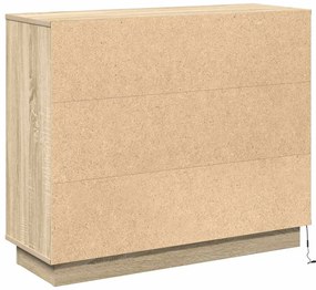 Sideboard vidaXL com LED Carvalho Sonoma 90x32x75 cm em madeira engenh