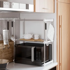 vidaXL Prateleira para micro-ondas 51x27x63 cm alumínio branco