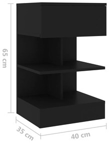 Mesa de cabeceira 40x35x65 cm contraplacado preto
