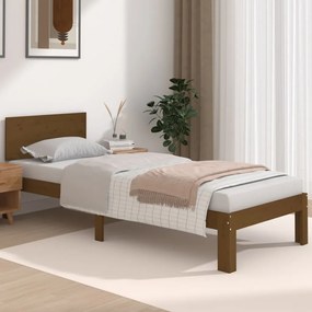 Estrutura cama pequena solteiro 75x190 cm madeira castanho mel