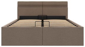 Estrutura cama hidrául.+ LED 120x200cm tecido cinza-acastanhado