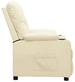 Poltrona reclinável couro artificial cor creme