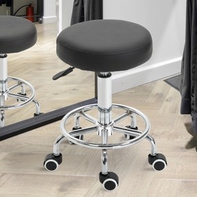 Banco com rodas, banco de massagem com altura ajustável de 50 a 64 cm e assento almofadado, giratório a 360°, preto