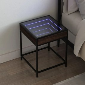 Mesa de cabeceira c/ LED Infinity 40x40x51 cm carvalho castanho