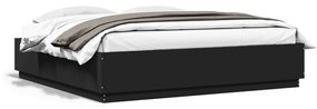 vidaXL Estrutura cama c/ luzes LED 180x200 cm derivados madeira preto