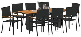 Conjunto de Jantar de Jardim vidaXL 9 Peças Preto Poliratan