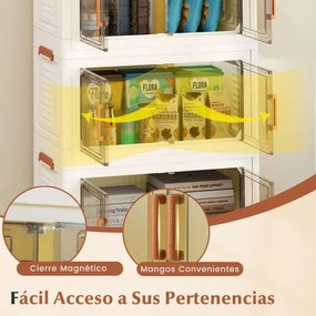 Caixas arrumação Dobráveis Pack de 3 Caixas 156 L de Armazenamento de Plástico Empilháveis com Rodas Branco e Castanho