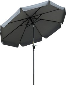 Outsunny Chapéu de Sol Jardim Ø266x2485 cm Proteção UV50+ Alumínio Inclinável Teto Ventilação Resistente Intempéries Cinza Escuro | Aosom Portugal