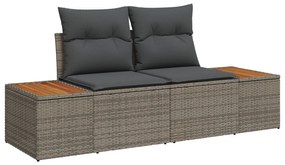 Conjunto de Sofá de Jardim 7 Peças com Almofadas Cinza Rattan Poliéste