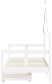 Estrutura cama infantil c/ gavetas 80x160cm pinho maciço branco