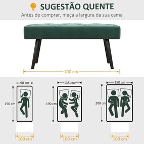 Banco Hally em Veludo de 100cm - Verde - Design Nórdico