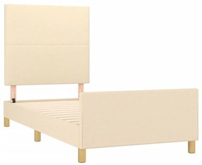 Estrutura de cama c/ cabeceira 100x200 cm tecido cor creme