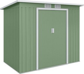Abrigo de Jardim 213x130x173cm Abrigo de Exterior de Aço Galvanizado com Porta Corredeira e Ventilações Verde