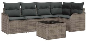 Conjunto de Sofá de Jardim vidaXL 5 Peças com Almofadas Preto Poliratt