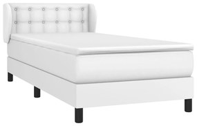 Cama com molas/colchão 90x190 cm couro artificial branco