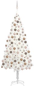 vidaXL Árvore Natal artificial pré-iluminada c/ bolas 210 cm branco