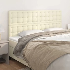 vidaXL Cabeceira de cama 4 pcs couro artificial 90x5x78/88 cm creme