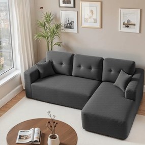 Sofá de canto modular Sem Montagem 150 x 244 x 73 cm com chaise longue grande à direita, cinza ardósia