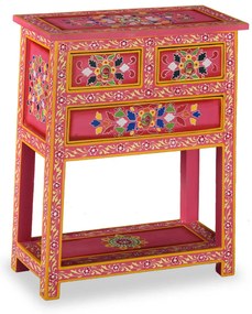 vidaXL Aparador c/ gavetas madeira mangueira rosa pintado à mão