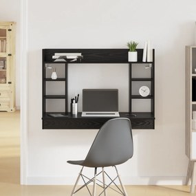vidaXL Escrivaninha Montada na Parede Carvalho Preto 105x48x75 cm Madeira Engenharia
